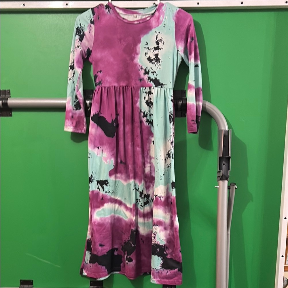 Kids Tie-Dye Long Sleeve Dress